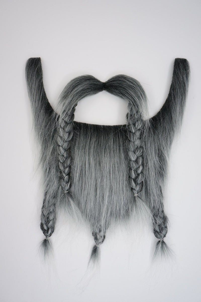 Mustaches Self Adhesive, Novelty, Viking Dwarf Fake Beard, False Facial Hair, Costume Accessory for Adults, Salt and Pepper Color - Image 5